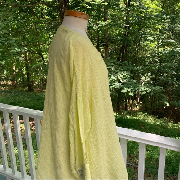 Soft Surroundings Lemon Yellow Linen Peasant Top - Picture 7 of 10